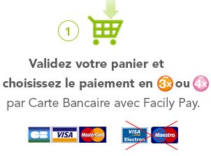 1° Validez votre panier et choisissez le paiement en 3X ou 4X